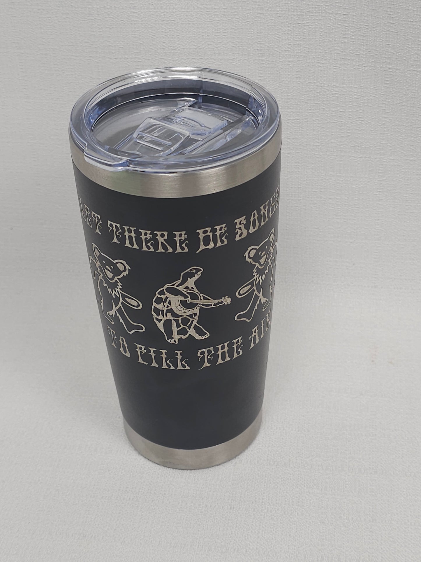 20 oz Tumbler with Bear and Turtle Band – "Let There Be Songs to Fill The Air"