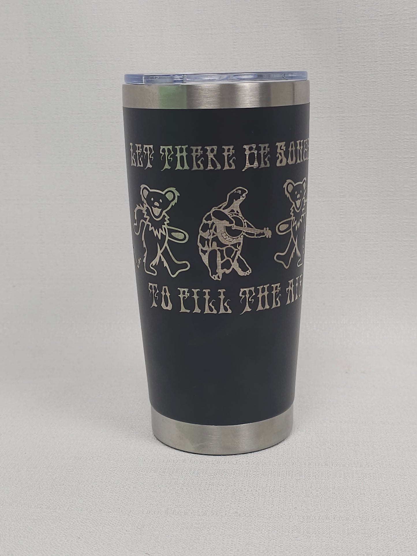 20 oz Tumbler with Bear and Turtle Band – "Let There Be Songs to Fill The Air"