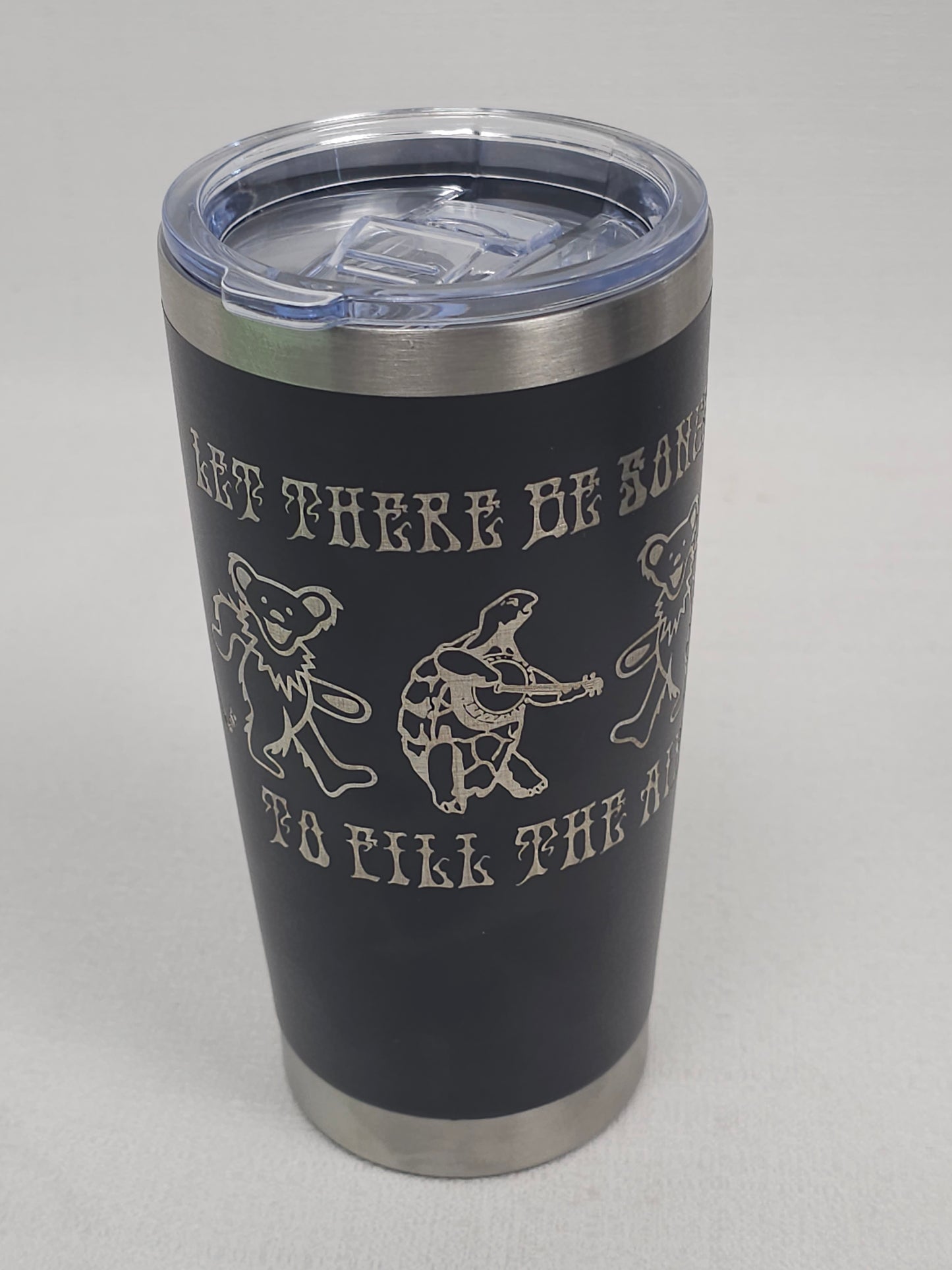 20 oz Tumbler with Bear and Turtle Band – "Let There Be Songs to Fill The Air"