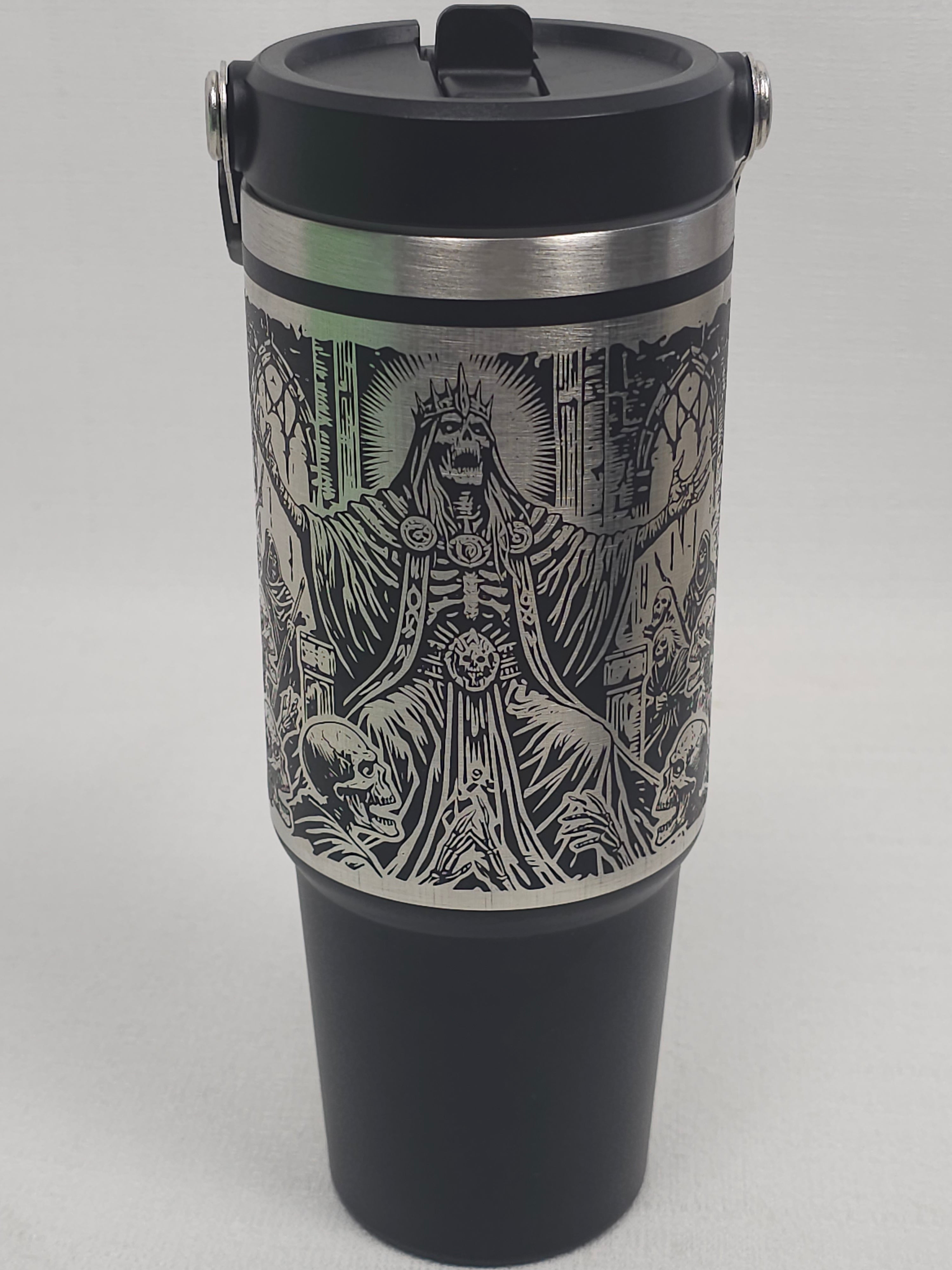 30 oz Tumbler with Undead Skeleton Lord Design – Dark